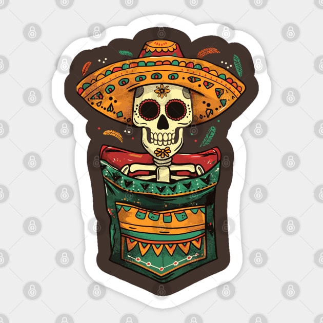 Serape Cinco De Mayo Mexican Party Mexican holiday Mariachi Pocket Sticker by RetroZin